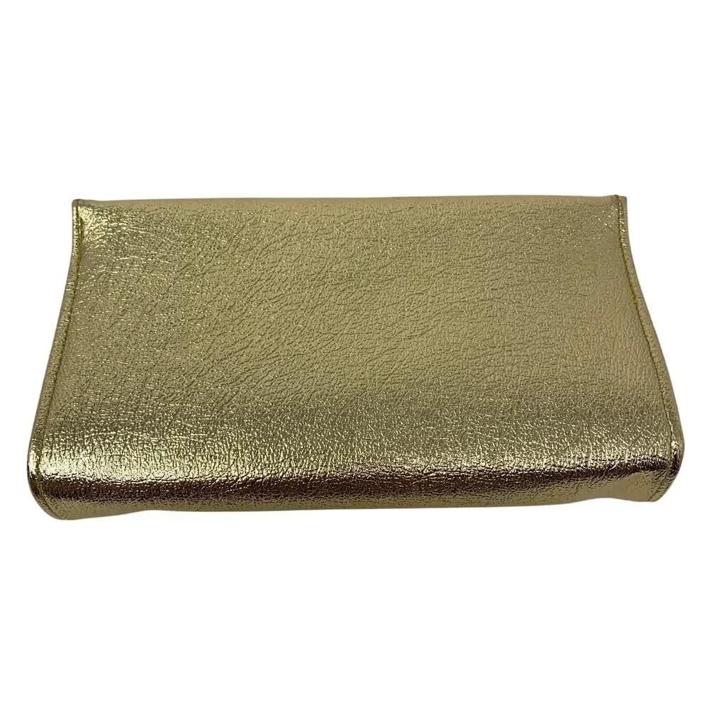 Vintage Gold Metallic Envelope Clutch Evening Bag Cocktail Wedding Formal Purse